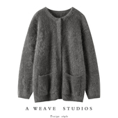 金贝绒山羊绒拉毛长毛开衫 外套宽松加厚奢华皮质感拉绒大衣