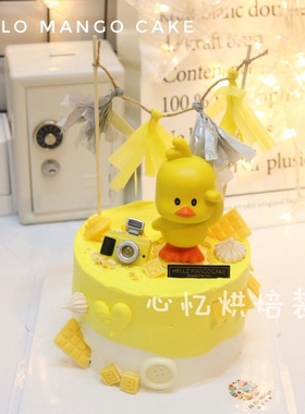 蛋糕装饰网红鸭 你别闹你别笑一起嗨一起抖 创意小黄鸭树脂摆件