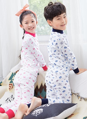 儿童内衣套装 秋衣秋裤纯棉保暖中高领小宝宝睡衣童装3-16岁纯棉