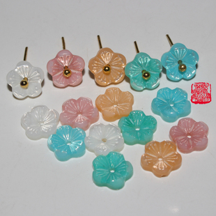 白色 粉色 桔黄色 孔雀绿 蓝色天然小贝壳花 DIY头饰发饰流苏配件