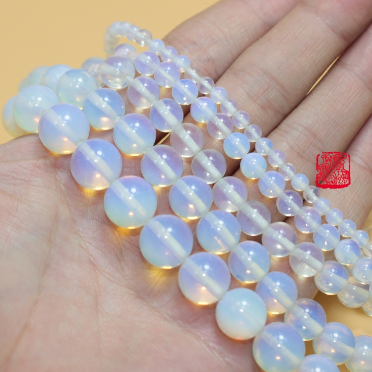 4-6-8-10-12mm蛋白石散珠子DIY手工饰品配件 串珠圆珠半成品