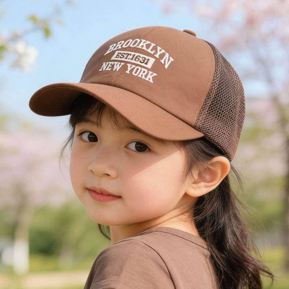 春夏季儿童NEW YORK字母棒球帽男女童透气网眼薄款遮阳鸭舌帽