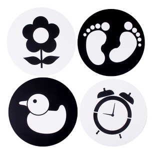 0-3个月婴儿视觉激发早教卡圆形黑白卡片0-1岁适用新生儿宝宝训练视力黑白颜色图片启蒙图形识别卡认知识图卡片智力开发