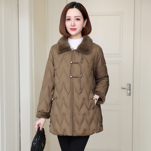 羽绒服鹅绒中长款宽松水貂毛领