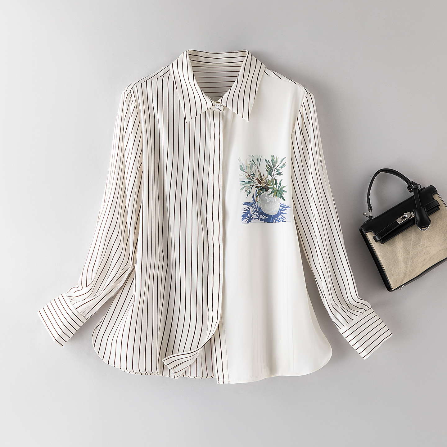 高端设计感重磅真丝衬衫女