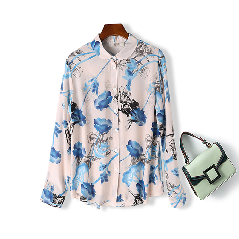 娃娃领真丝桑蚕丝衬衫女长袖