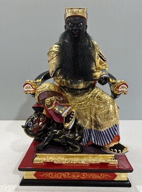 赵元帅财神爷赵公明连座神像踩虎