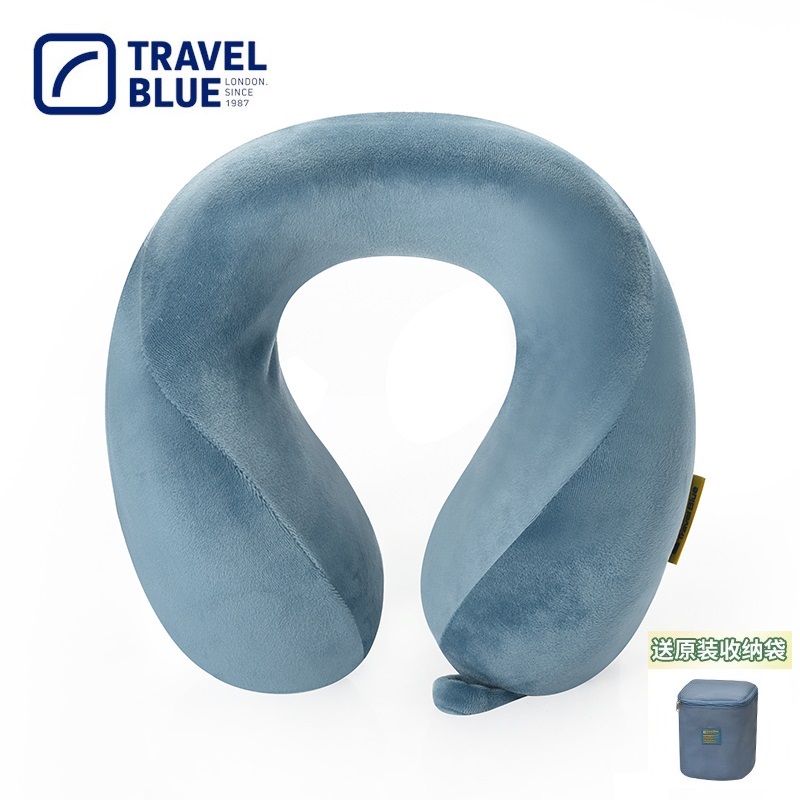 TRAVELBLUE 블루 여행 U자형 베개 목 보호대 U자형 메모리폼 비행기 여행 휴대용 사무실 낮잠 접이식