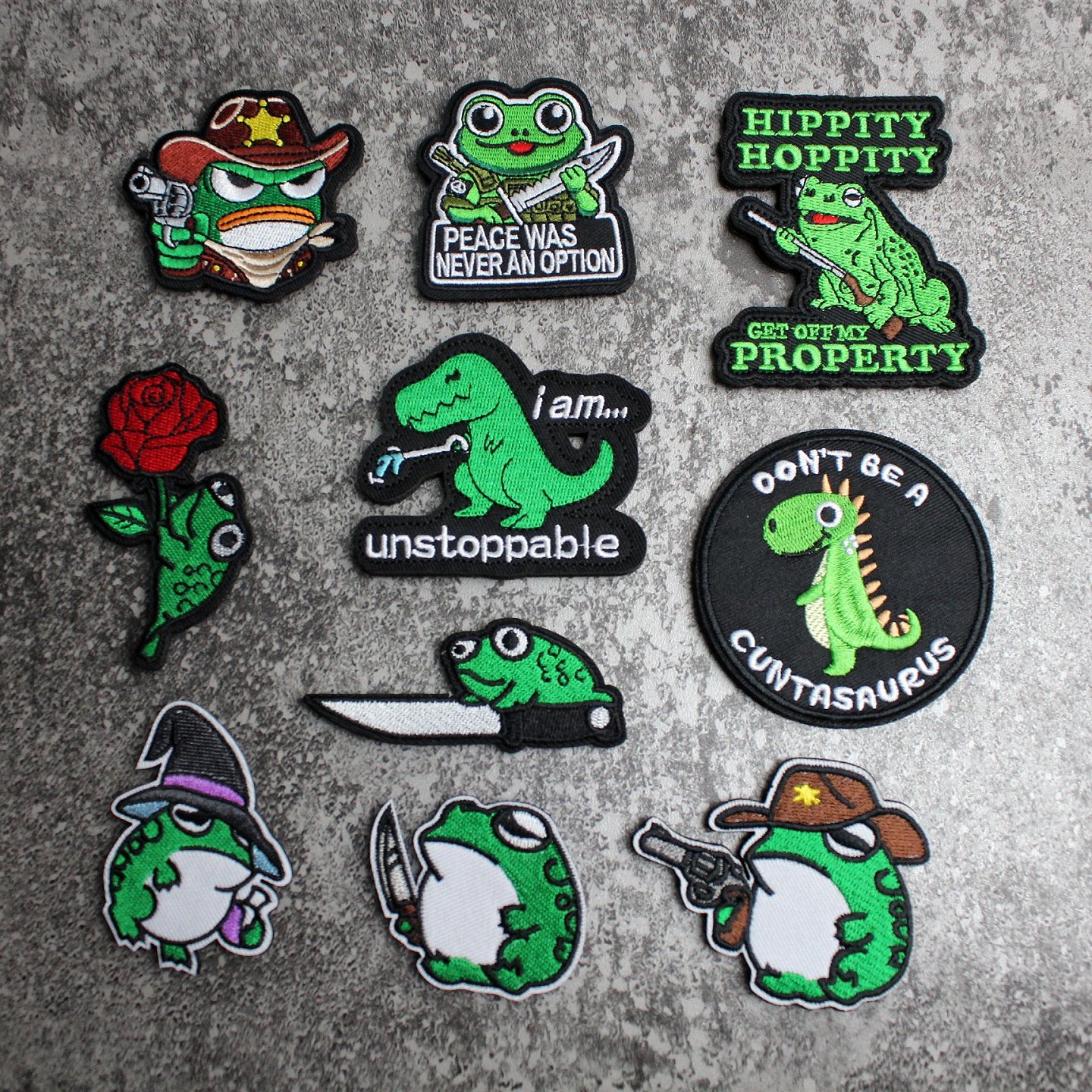 可爱青蛙刺绣魔术贴章