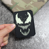 高品质尼龙激光切割夜光魔术贴章毒液臂章锋利 牙齿背包贴