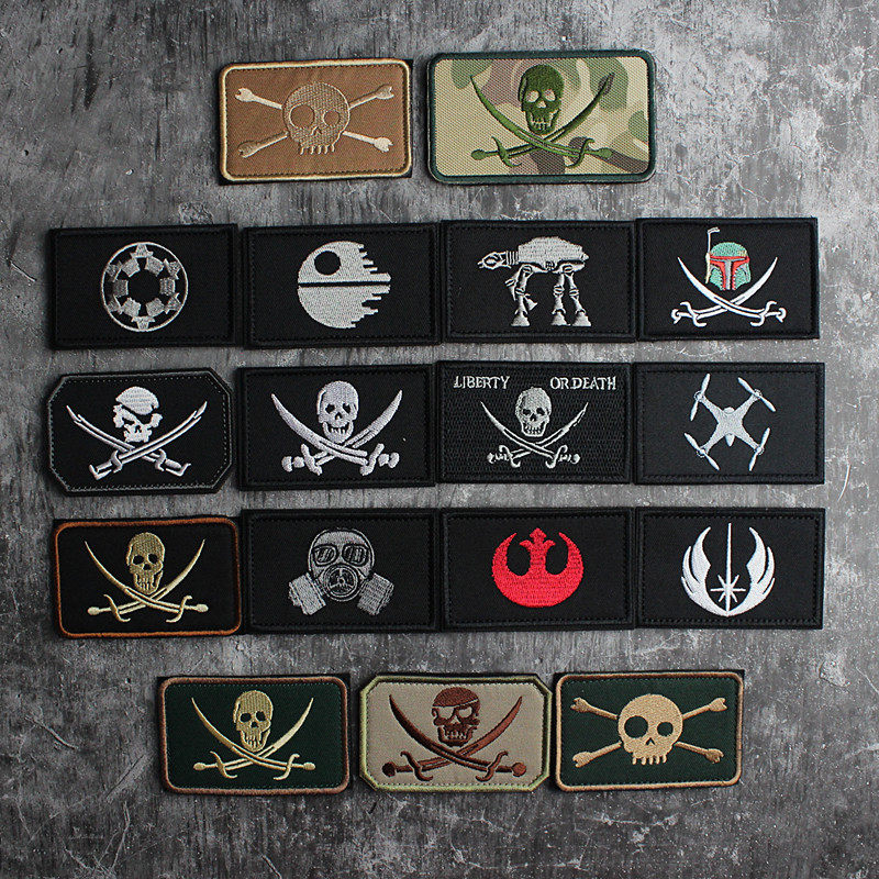 海豹海盗魔术贴章大小眼骷髅头贴章星球大战徽章背面贴臂章头盔贴