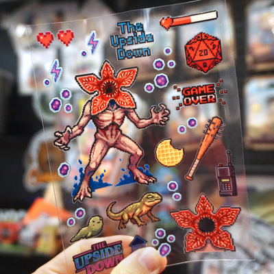 原创怪奇物语周边美剧同款怪诞像素可爱装饰转印贴防水防晒水晶标