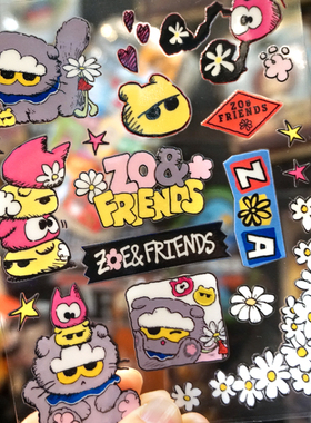 zoa权志龙小猫GD联名应援雏菊涂鸦卡通装饰转印贴防水防晒水晶标