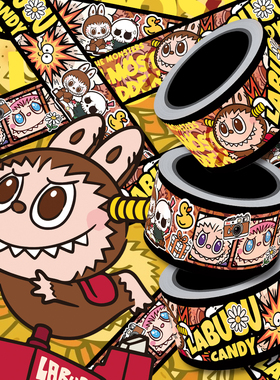 卡通可爱拉布布labubu潮牌人气防水装饰行李箱贴纸滑板装饰周边