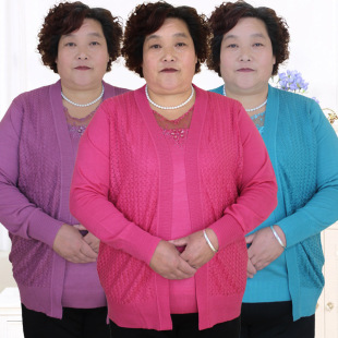 春夏秋中老年大码女装新款套装真两件妈妈装针织衫二百斤胖人加肥