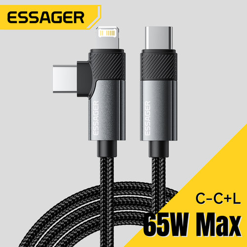 Essager 2 in 1 USB Type C Cable 65W PD Fast Charging Wire Type C To Lightning Cable For iPhone 15 14