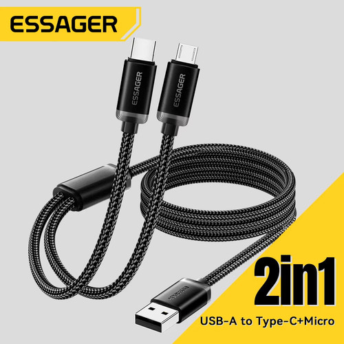 Essager Micro USB Cable Type C Cable 2.4A Fast Charger Data 2 in 1 Quick Charging Cord For Realme