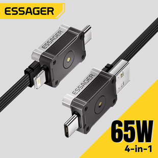 Essager 65W 4 in 1 USB C Cable Mecha Fast Charging Cable for iPhone 16 15 14 Xiaomi Macbook Type C
