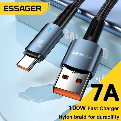 Essager 7A USB Type C Cable For OPPO Oneplus Huawei P30 P40 Samsung Realme Poco 100W Fast Charging