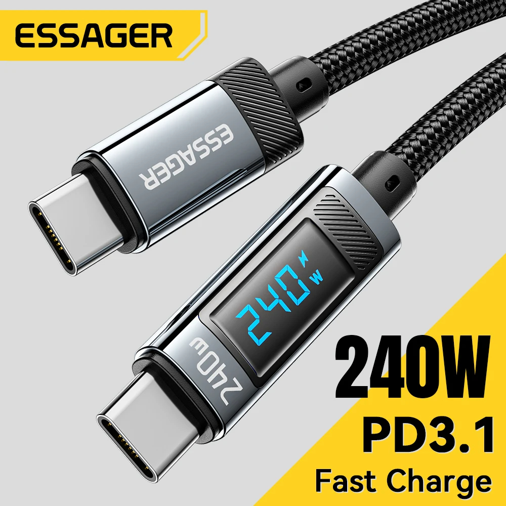 Essager 240W USB Type C To USB C Cable 100W PD 3.1 For Macbook Pro Xiaomi Samsung Laptop USBC Cord