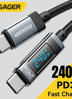 Essager 240W USB Type C To USB C Cable 100W PD 3.1 For Macbook Pro Xiaomi Samsung Laptop USBC Cord