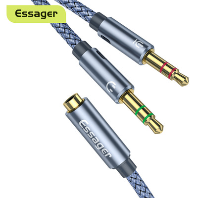 Essager Headphone Splitter Earphone Adapter Audio 3.5mm