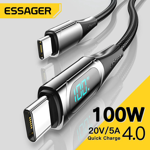 Essager 100W 27W USB Type C To USB C Cable 5A For Xiaomi Macbook Samsung iPhone14 13 12 11 Pro Max