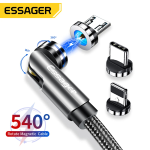 Essager 540 Rotate Magnetic Cable Micro USB Type C Cable For iPhone14 X Android Fast Charging Magnet