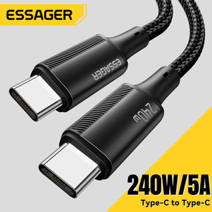 Essager 240W USB Type C Cable for iPhone 15 Pro Max PD3.1 Super Fast Charging Type C Cable 5A