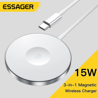 Essager 3 in 1 Qi 15W Magnetic Wireless Charger For iPhone 15 14 13 12 11 XS XR Airpods Pro iWatch