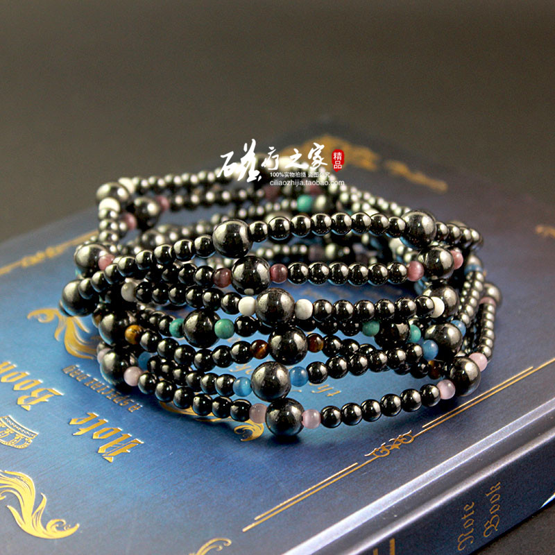 磁疗保健磁铁石黑磁石脚链圆珠舒缓疼痛男女健康饰品