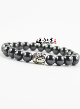 磁性黑胆石圆珠古银结缘饰品情侣