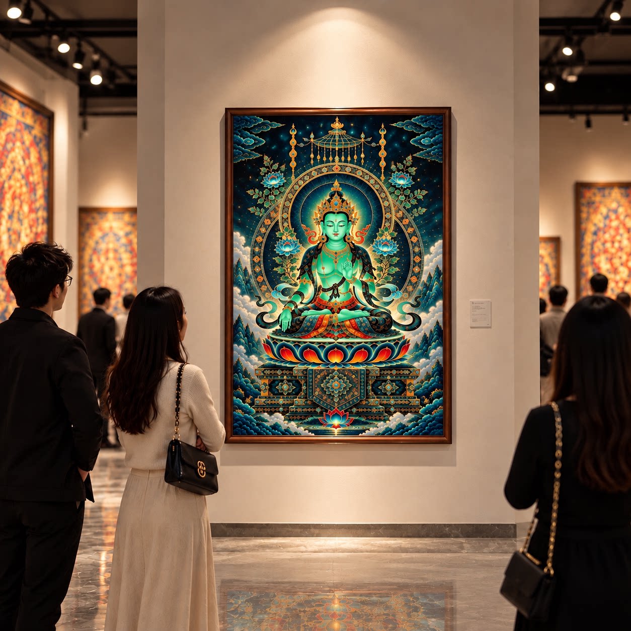 大黑天画像装饰画藏族唐卡佛像挂画玄关客厅办公室壁画大黑天挂画