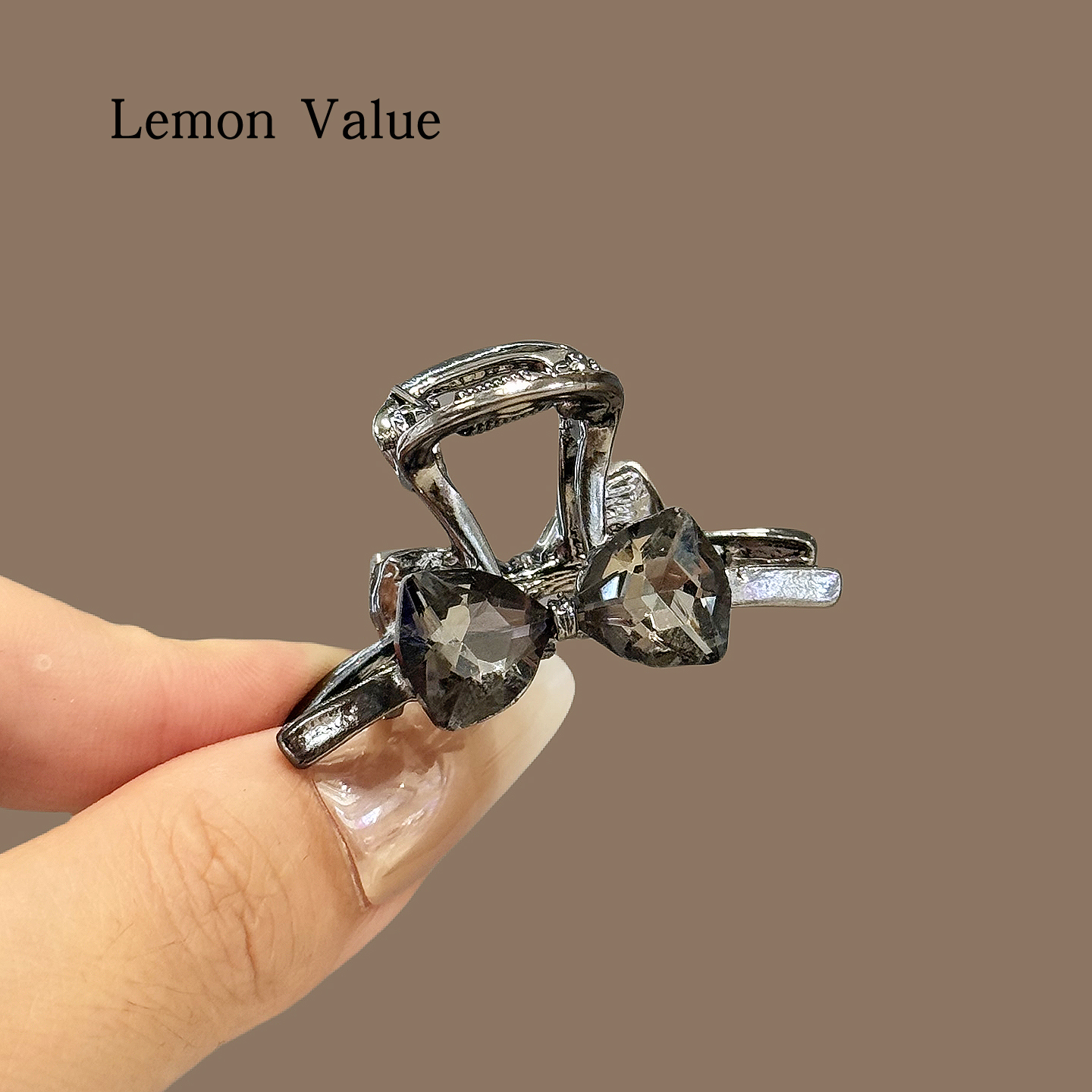 Lemon Value韩系蝴蝶结水钻小抓夹侧边碎发刘海夹公主头饰夹子新