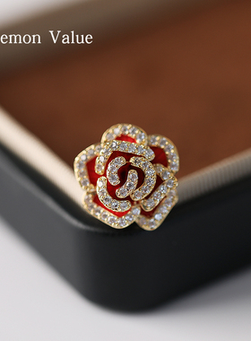 Lemon Value红色山茶花胸针迷你精致防走光固定衣服日韩高档别针