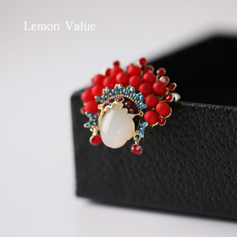 Lemon Value刀马旦京剧胸针女国风花旦小生胸花配饰西服别针高档