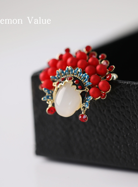 Lemon Value刀马旦京剧胸针女国风花旦小生胸花配饰西服别针高档