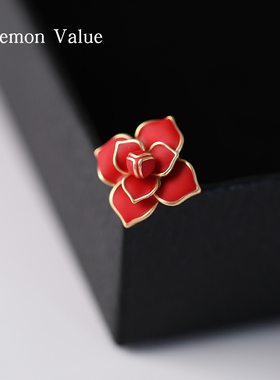 Lemon Value精致别针女士西装领针红色添喜胸花高档女夏防走光扣
