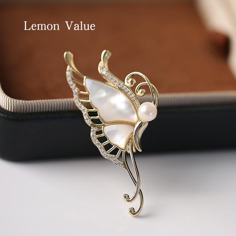 Lemon Value蝴蝶胸针高档女气质胸针大衣配饰衣服外套胸花别针女