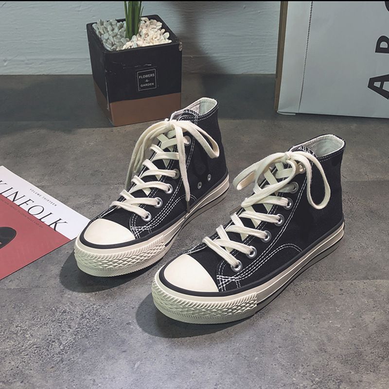 高帮帆布鞋学生韩版百搭板鞋2024新款1970s女鞋子布鞋硫化鞋