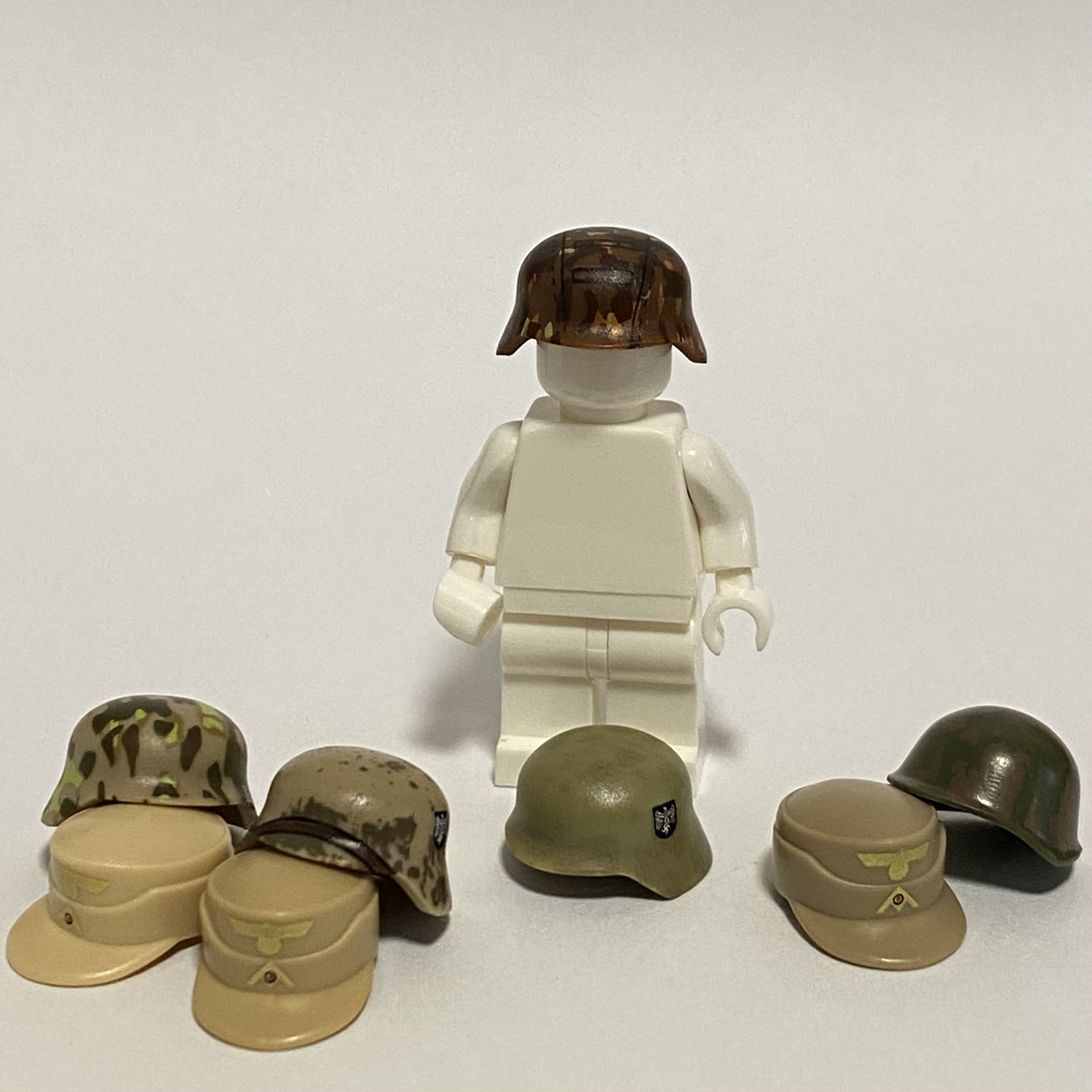 现货 第三方配件 WW2 德军 迷彩钢盔 船帽 开模军事积木人仔积木