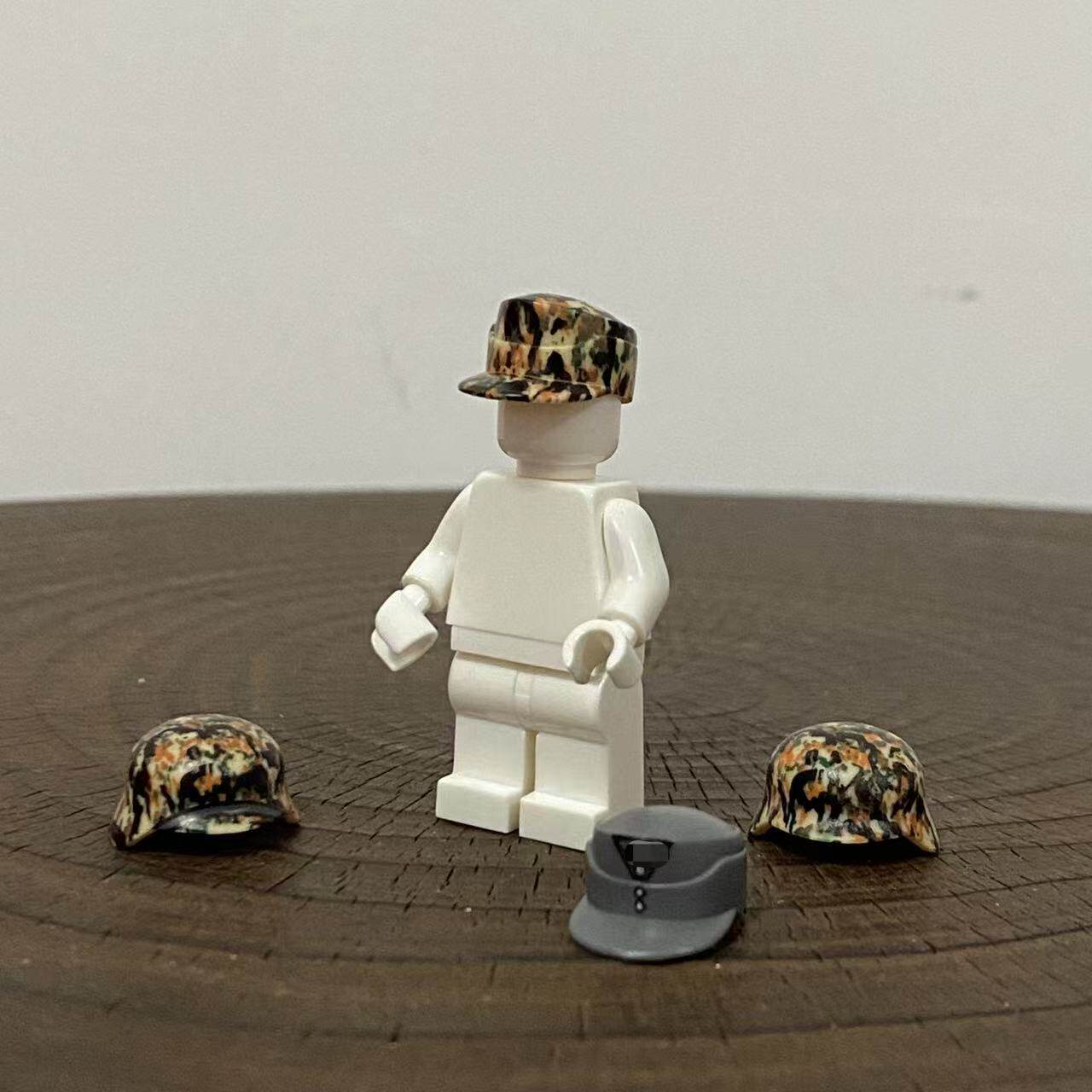 现货 第三方开模配件 德军 末日迷彩 莱伯尔迷彩 钢盔  军事人仔