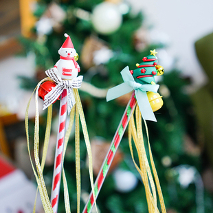 雪人、糖果和圣诞树 圣诞新年主题金线铃铛逗猫棒