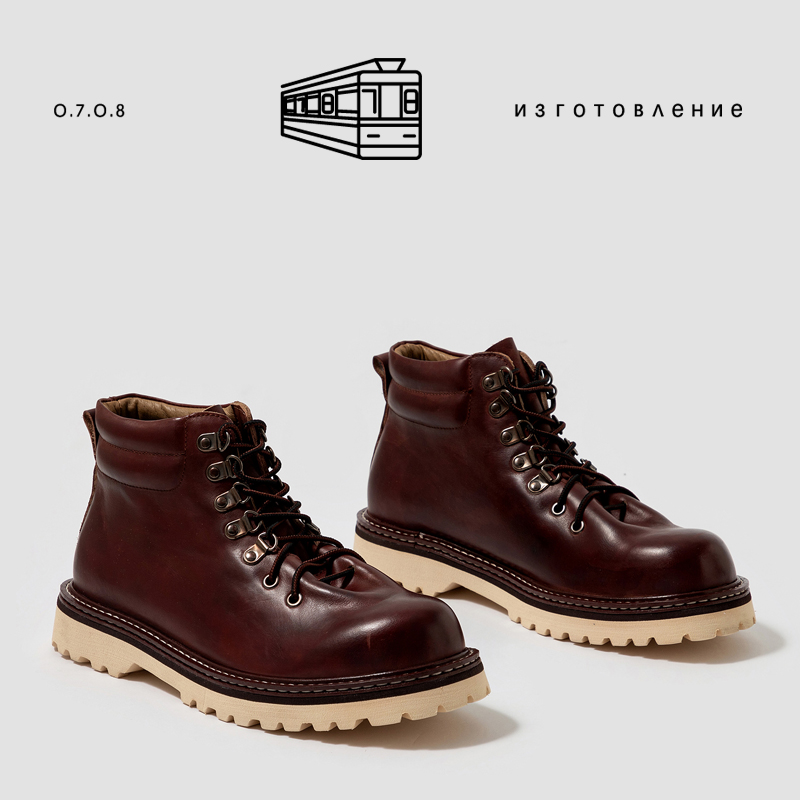 无痕简约风 植鞣牛皮男士软底户外鞋 男休闲高帮马丁靴