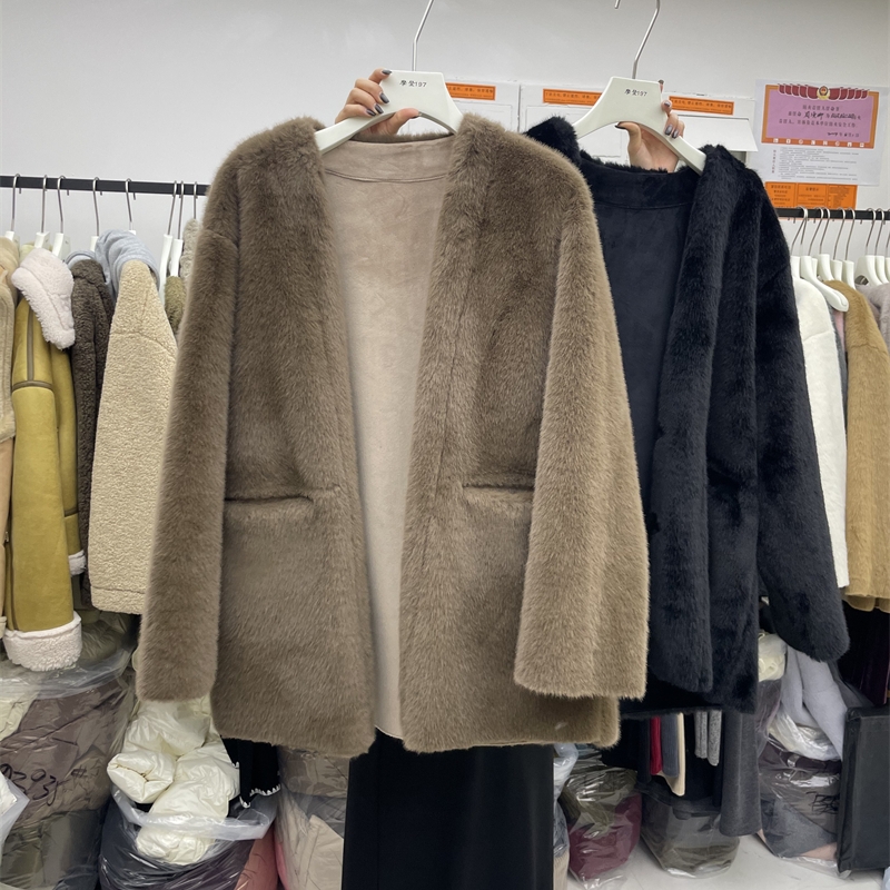 摩登mdeng高级环保水貂毛皮毛一体2025冬季新款百搭外套51165