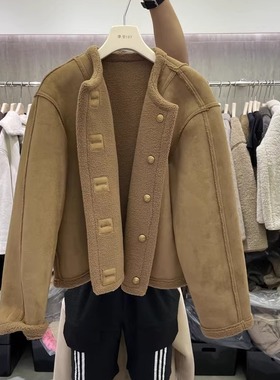 摩登mdeng冬季2025时尚羊羔毛双面穿加厚外套女机车上衣73650