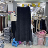 鱼尾裙女秋新款 摩登mdeng高腰时尚 中长款 坑条灯芯绒半身裙F756