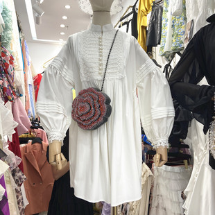 2025早秋新款中长款宽松长袖白色衬衫女很仙的法式连衣裙娃娃衫潮