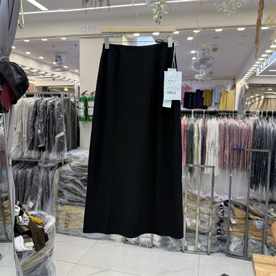 MDENG197摩登2K726 春季弹力高腰显瘦中长裙开叉直筒半身裙女