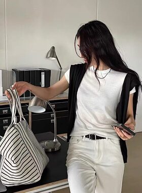 RUNXI闰熙9845正品夏季圆领短袖修身弹力莱赛尔天丝羊毛T恤上衣女
